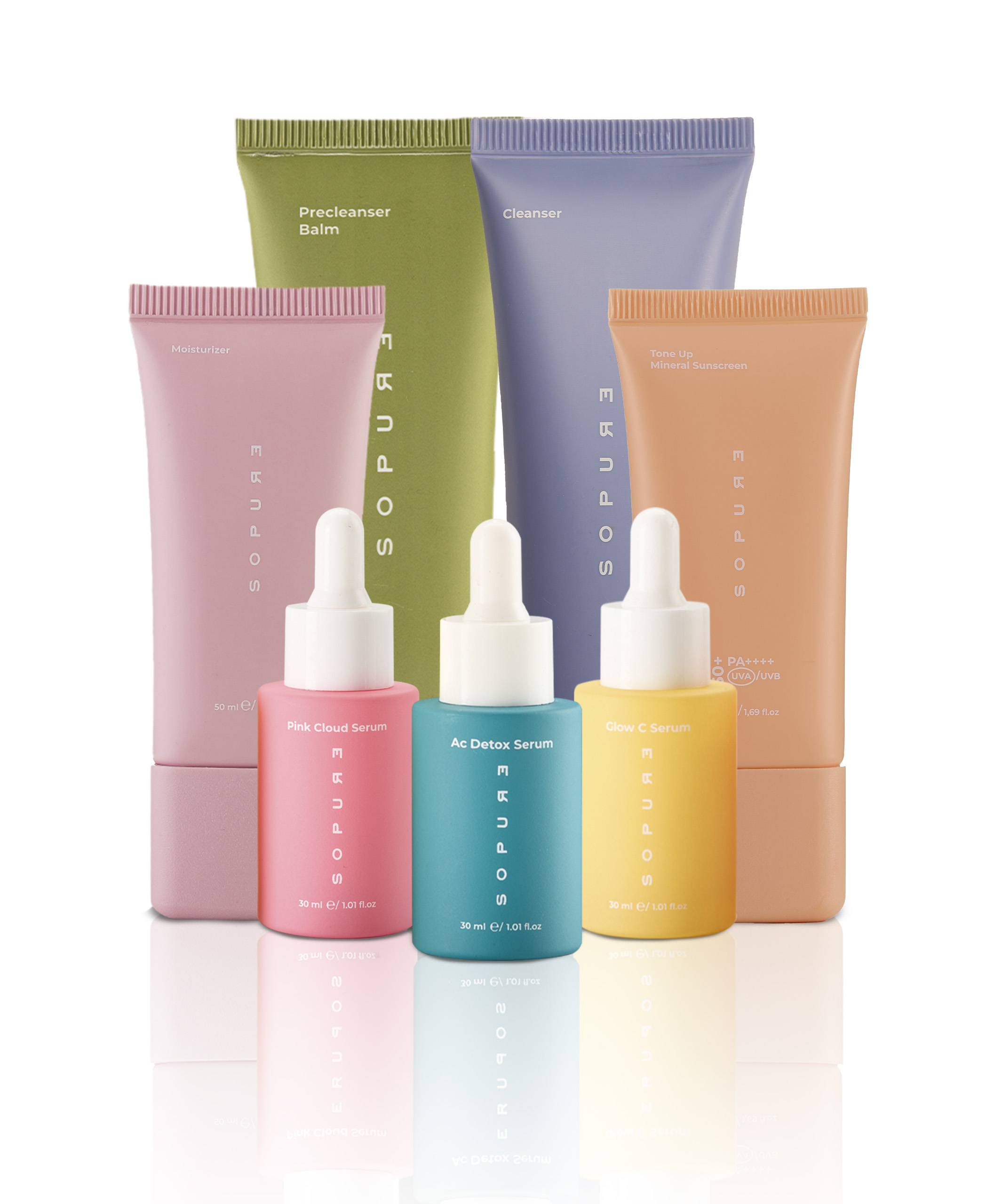 Akne Karşıtı Serum İçeren Üçlü Serum Seti+Yağ Bazlı Temizleyici İçeren Günlük Bakım Rutini Seti-2